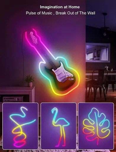 Світлодіодна стрічка LPDISPLAY Neon 3 м, функція DIY RGBIC Light Strip, синхронізація з музикою, працює з Alexa - фото 2