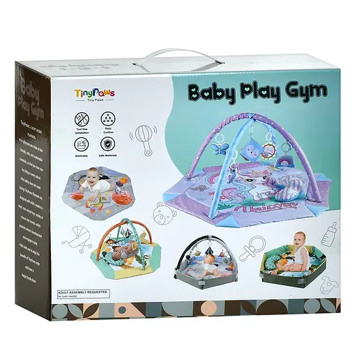 Килимок-манеж для немовлят ZL2411 Єдиноріг 2 в 1 з підвісними іграшками - фото 4