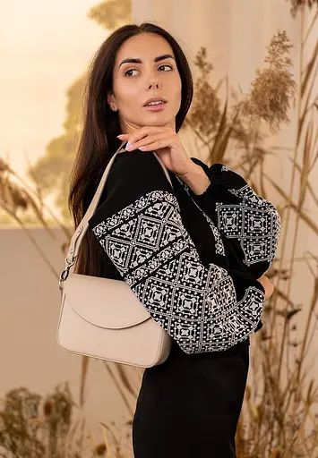 Жіноча шкіряна сумка Molly світло-бежевий краст - фото 3