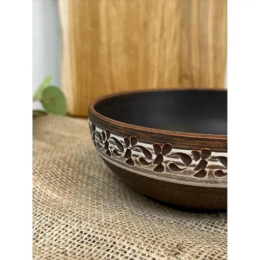 Миска керамическая (глиняная) резная Ангоб 700 мл - фото 3