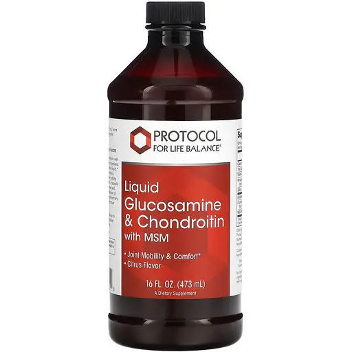 Глюкозамин и хондроитин с МСМ Protocol for Life Balance Liquid Glucosamine & Chondroitin with MSM вкус цитрус 473 мл - фото 1