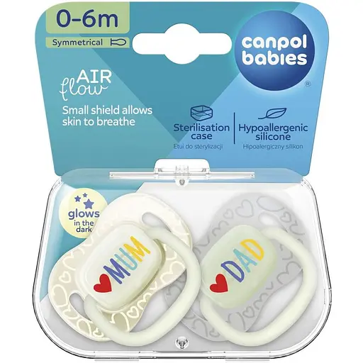 Пустышка силиконовая симметричная Canpol babies LoveMum&Dad 0-6 месяцев 2 шт. (34/939) - фото 6