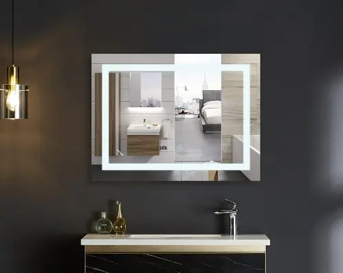 Дзеркало Mixxus WARM MR02-90x70 з LED Touch, Anti-fog, димером, регулюванням яскравості, годинником (MI6673) - фото 3