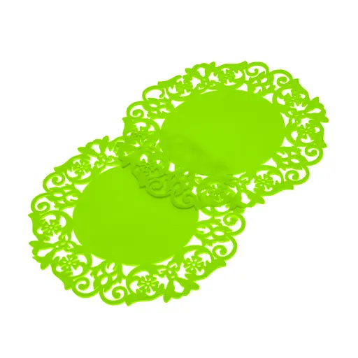 Підставка мереживна силіконова під гаряче килимок для чашки банки 15 см (комплект з 2 шт.), Kitchen Master Салатовий 85117 - фото 1