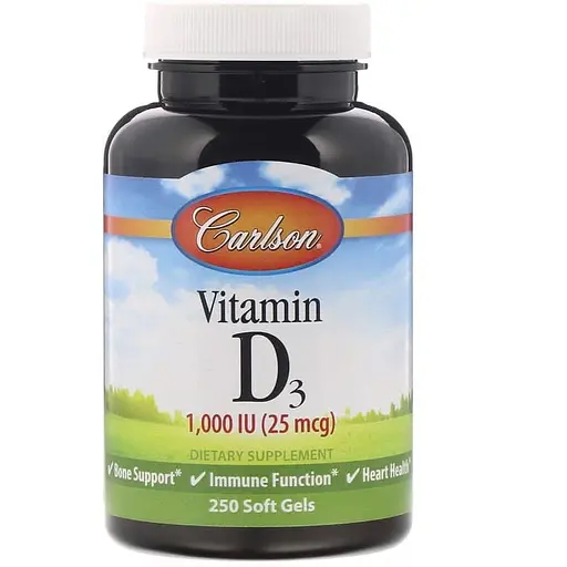 Витамин D3 Vitamin D3 Carlson Labs 1000 МЕ 25 мкг 250 капсул