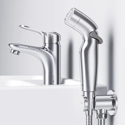 Змішувач для умивальника з гігієнічним душем Am.Pm Sunny хром F85C03000, Хром - фото 2