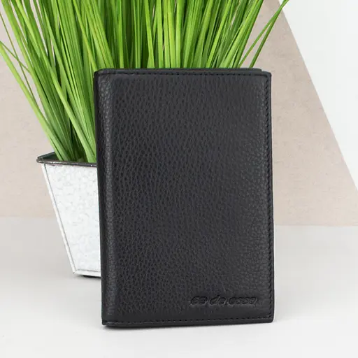 Обложка для паспорта и карт De Esse LC-47043-1 кожаная черная 2 в 1 - фото 1