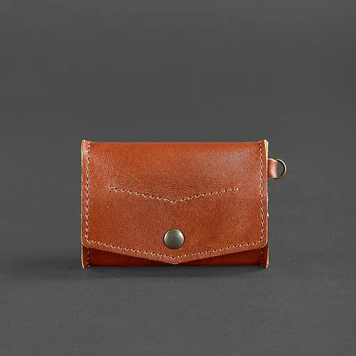 Кожаная монетница с клапаном 1.0 светло-коричневая. - фото 7
