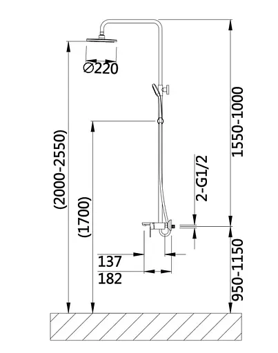 Душова система універсальна Qtap Aries Chrome з виливом QTARI111CRM45560 - фото 8