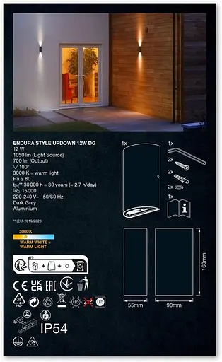 LEDVANCE Фасадний світильник LED ENDURA STYLE UPDOWN 12W, 3000К, чорний - фото 8