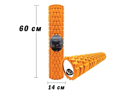 Массажный роллер EasyFit Grid Roller 60 см v.3.1 оранжевый (EF-2037-OR) - фото 3