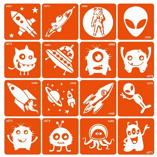 Набір трафаретів для біо-тату Monsters and rockets monsters-and-rockets-16