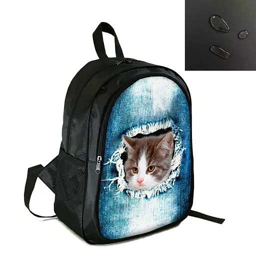 Рюкзак городской/школьный 38×28см с принтом с котом/котенком детский, подростковый, спортивный (4140)