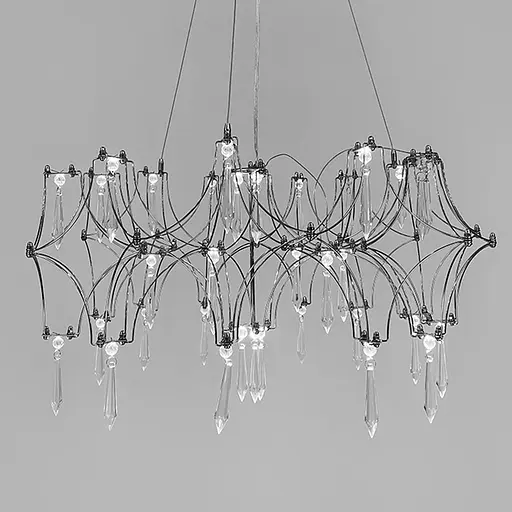 Дизайнерська невагома срібна люстра із кришталем Ø 65 см | Арт. MJ 203-600 CH | Line F - фото 6