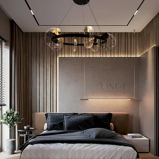 Дивовижний підвісний світильник у чорному корпусі d50 60w | Арт. G 068/6 | Line F - фото 7