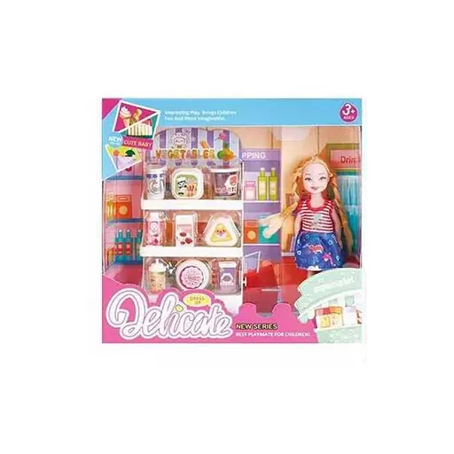 Кукла Супермаркет, 14 см, полки с продуктами, съемная одежда и обувь (в ассортименте)