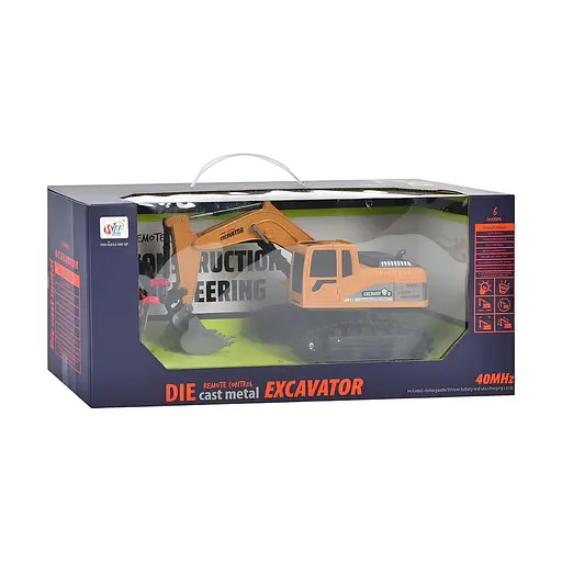 Радіокерований екскаватор 680-D2 з акумулятором, USB-зарядкою, звуком і світлом, помаранчевий - фото 2