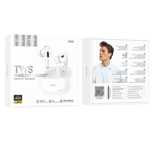 Навушники бездротові Hoco TWS EW60 вакуумні білий - фото 4