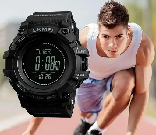 Мужские часы с барометром Skmei 1358 processor (Черный) - фото 5