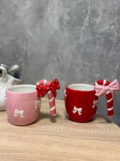 Набор кружок Леденец керамический 400 мл 2 шт Красный Розовый - фото 5