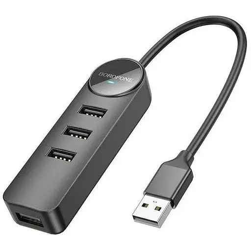 Конвертер Хаб адаптер Borofone DH5 Erudite 4-in-1 на 4 Usb 2.0 с кабелем 20 см - фото 1
