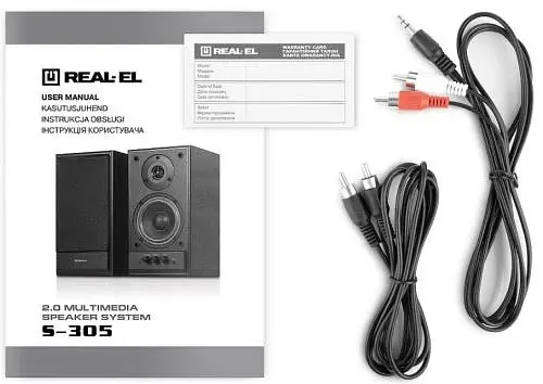 Колонки 2.0 REAL-EL S-305 Black, 2 x 20 Вт, МДФ, живлення від 220V, керування спереду - фото 8