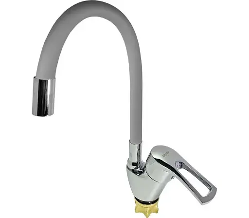 Змішувач для кухні Zegor YUB4-F181GY гнучкий силіконовий вилив Сірий 30412 - фото 1