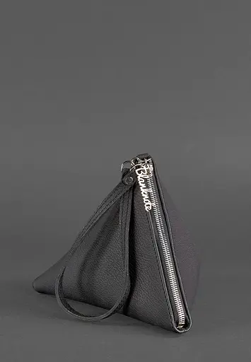 Шкіряна жіноча сумка-косметичка Піраміда чорна - фото 3