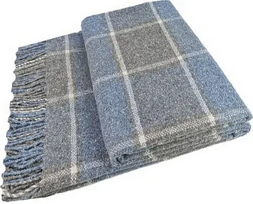 Плед вовняний Vladi Палермо 140x200 біло-сіро-блакитний 7 - фото 1