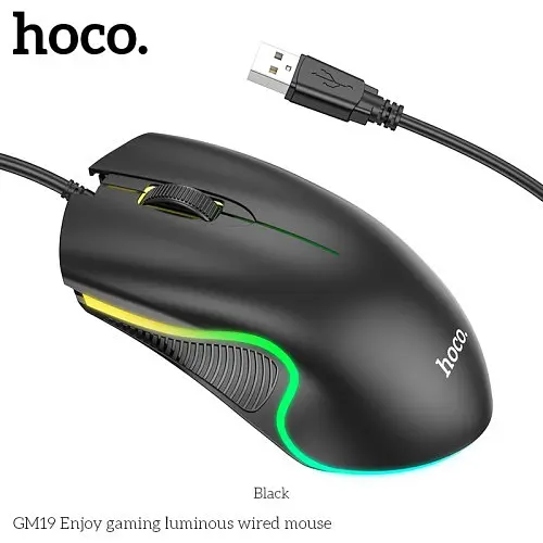 Комп'ютерна Миша HOCO GM19 Enjoy gaming luminous wiчервоний mouse Чорна - фото 5