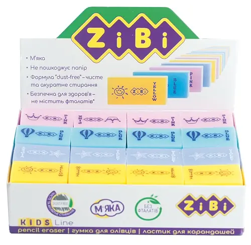 Ластик Криштал, 32x23x7.5 мм, 64 шт. у шоу-боксі, ZB.5456