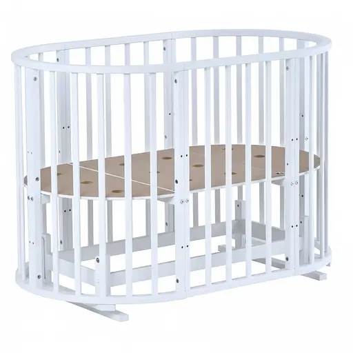 Кроватка круглая-трансформер Божья коровка 8 в 1 с маятниковым механизмом белый