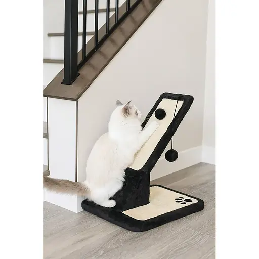 Дряпка Trixie для котів з 2 іграшками дощечка на підставці сизаль/плюш чорна 30х40х42 см [CD] - фото 3