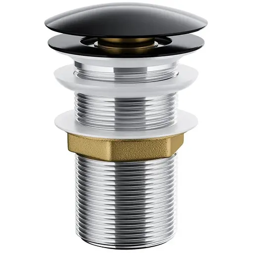 Донний клапан для умивальника Corsan click-clack black без переливу MUKK CZARNY, Чорний матовий - фото 1