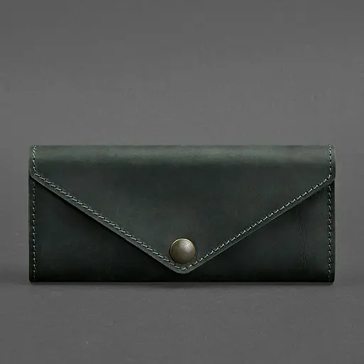 Женский кожаный кошелек Керри 1.0 зеленый Crazy Horse - фото 6