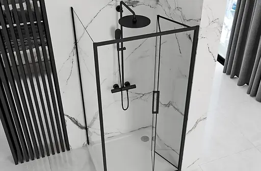 Душова кабіна Rea Rapid Fold 80x80 black REA-K6421 + REA-K6418, Чорний матовий, Універсальна, прозорий - фото 2