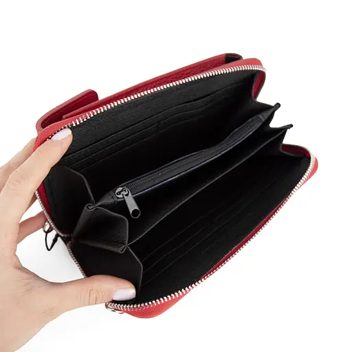 Гаманець з чохлом для телефону з ручкою на плече Virginia Conti 03047 червоний - фото 5