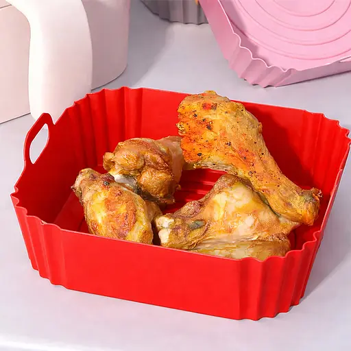 Квадратная силиконовая форма для аэрогриля, духовки и мультипечи 21.5х21.5 см Красный 88174 - фото 3