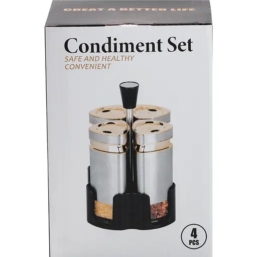 Набір ємностей для спецій TS Kitchen HP1324 на підставці 4 баночки по 120 мл хром - фото 4