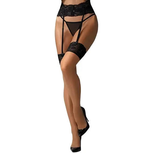 Панчохи під пояс Obsessive Nutris M/L тілесний