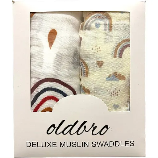 Набор муслиновых детских пеленальных одеял OldBro комплект из 2 шт. размер 100х120 см rainbow - фото 1