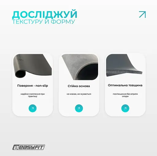 Мини-мат для йоги EasyFit Yoga Pad 3 мм каучук (EF-1932) - фото 3