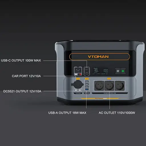 Зарядна станція Vtoman FlashSpeed 1000 PB-85 (828 Вт/г) 1000W AC,MPPT,UPS,LiFePo4 - фото 7