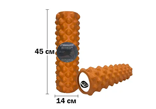 Массажный ролик EasyFit Grid Roller Extreme 45 см Оранжевый (EF-2051-OR) - фото 3