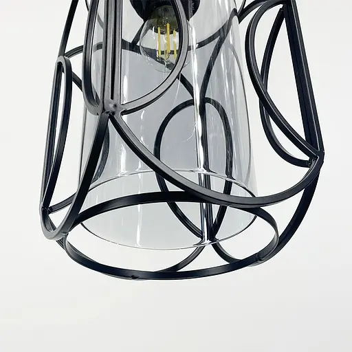 Стильний чорний підвіс із графітовим плафоном з серії Лофт | Арт. 12055/1 BK+GR | Line F - фото 3