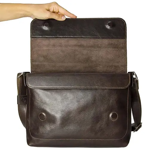 Кожаная мужская сумка через плечо GRANDE PELLE 32х24х6 см sum0025720 - фото 5