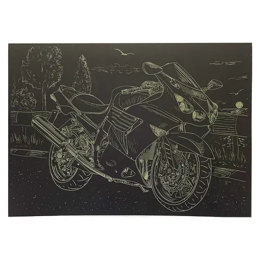Гравюра А4 "Мотоцикл-1" Danko Toys ГрА4-12з эконом вариант в пакете 29,7х21 см - фото 1