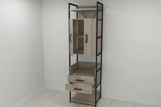 Шкаф Гардероб Уни секция 5 серии Конект Ferrum-decor 220x60x50см Черный металл ДСП Дуб Сонома Трюфель 32 мм (FRD-104514) - фото 9