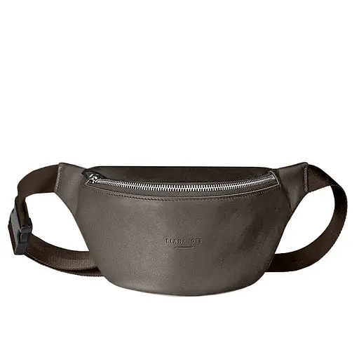 Шкіряна поясна сумка-бананка Kanny темно-бежева - фото 7