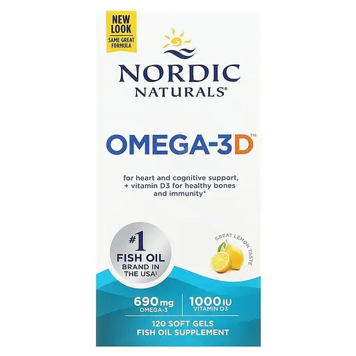 Жирные кислоты Nordic Naturals Omega-3D, 120 капсул - Лимон - фото 2